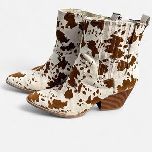 Qupid Western Booties – Faux Cowhide | Size 10
